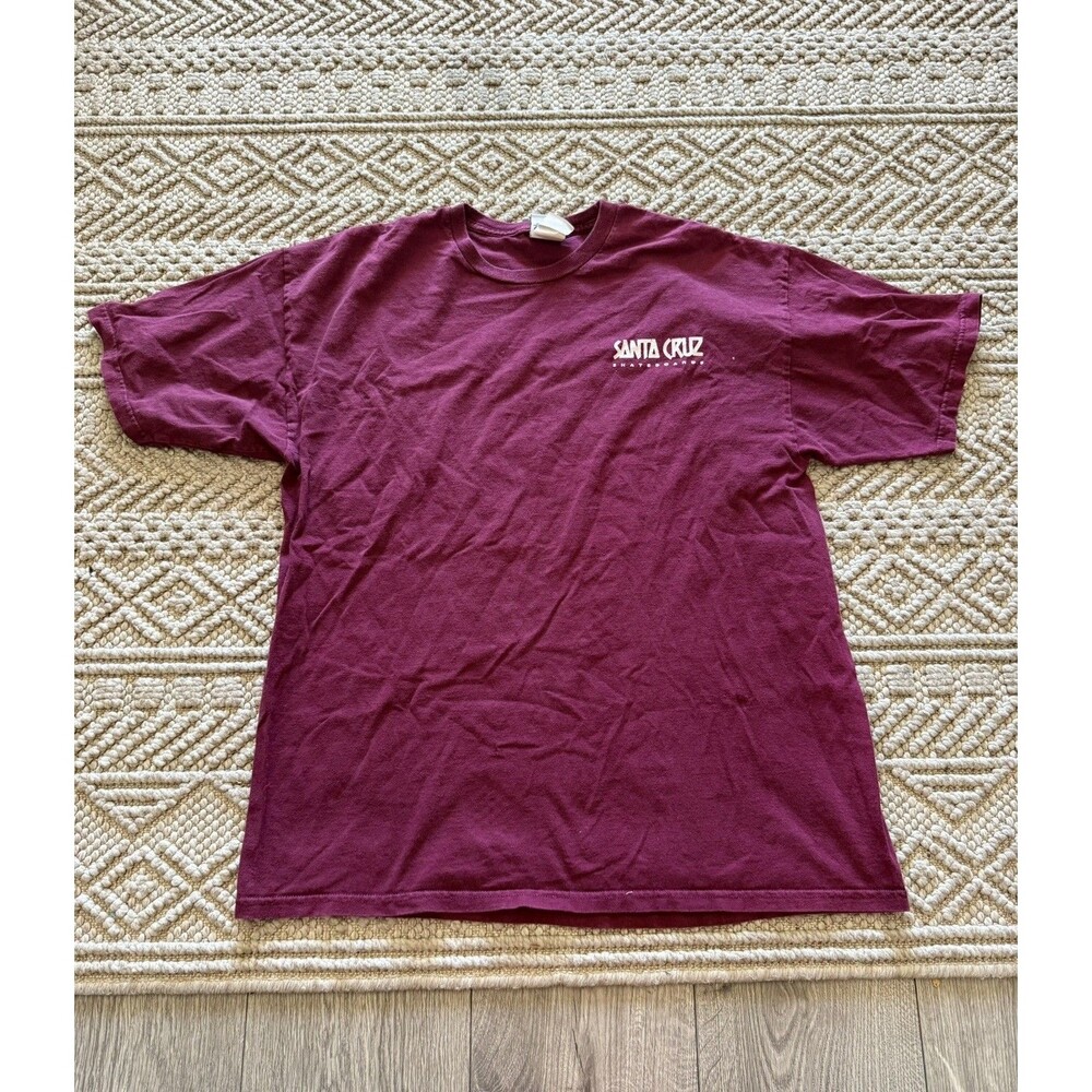 Santa Cruz Burgundy Screenprint Standard Men's Women’s T-Shirt Logo Floral Sz XL